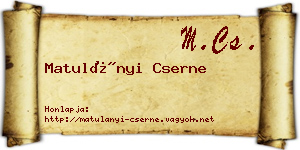 Matulányi Cserne névjegykártya